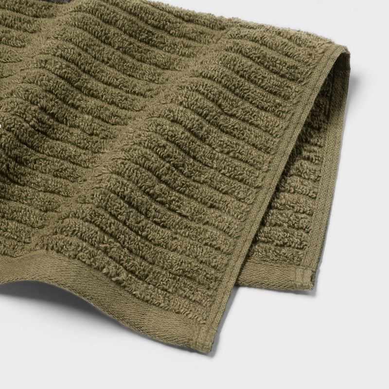 slide 4 of 6, 4pk Quick Dry Ribbed Hand and Wash Towel Set Dark Olive Green - Threshold™, 4 ct