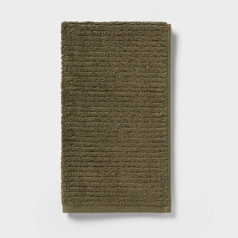slide 5 of 6, 4pk Quick Dry Ribbed Hand and Wash Towel Set Dark Olive Green - Threshold™, 4 ct