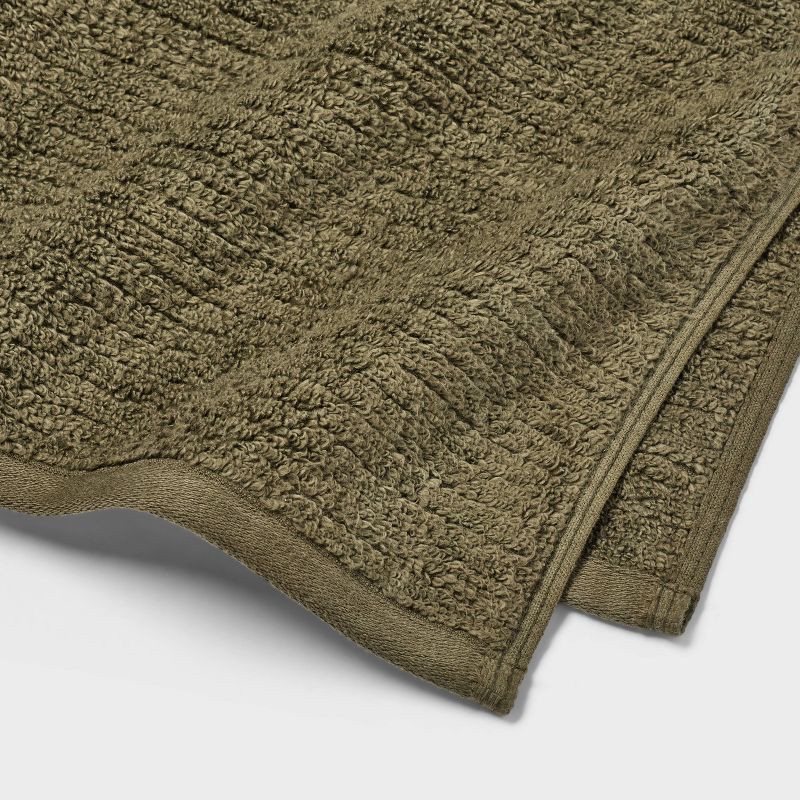 slide 6 of 6, 4pk Quick Dry Ribbed Hand and Wash Towel Set Dark Olive Green - Threshold™, 4 ct