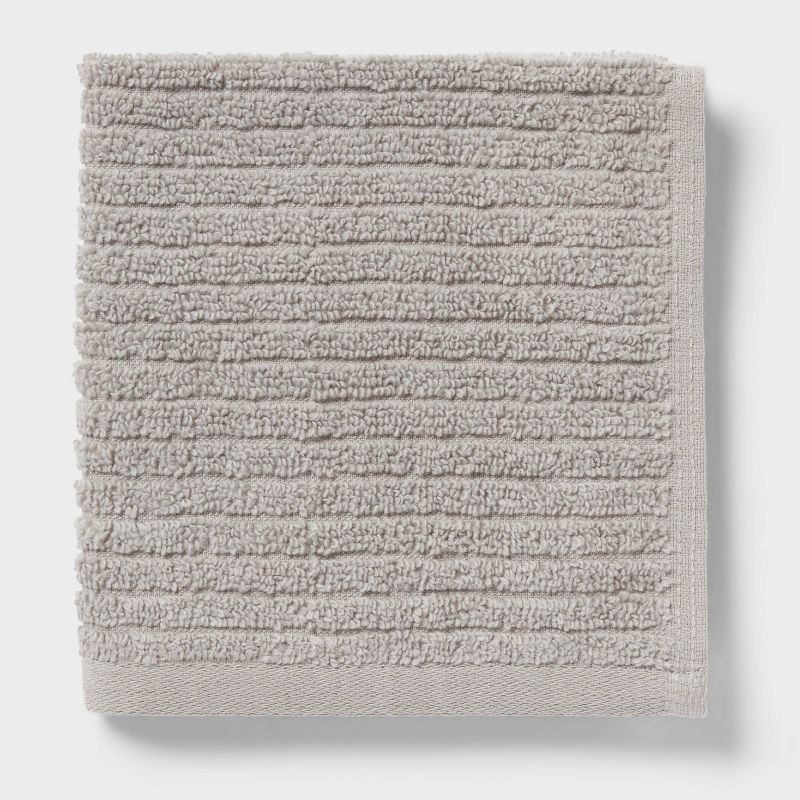 slide 3 of 7, 4pk Quick Dry Ribbed Hand and Wash Towel Set Light Gray - Threshold™, 4 ct