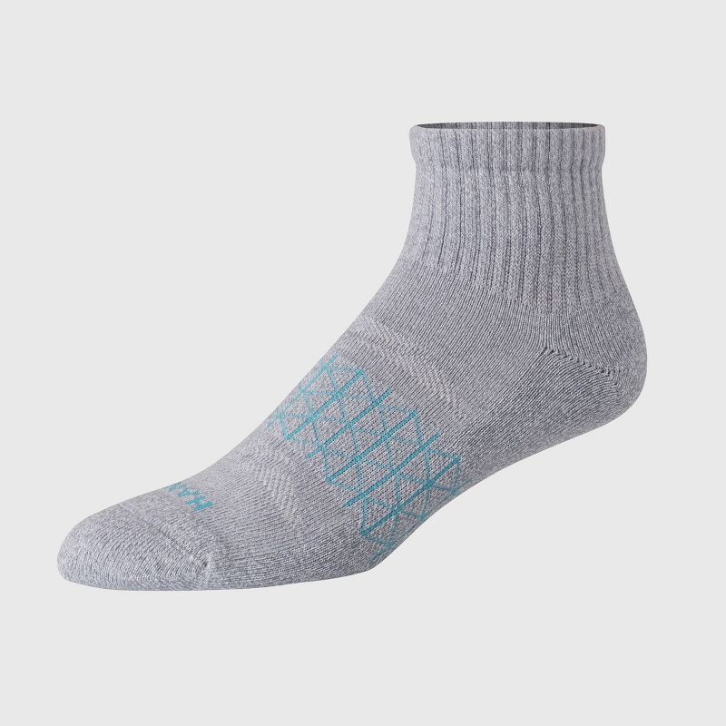 slide 4 of 6, Hanes Men's 3pk Absolute Active Cushioned Ankle Socks - Gray/Black 6-12: Arch Support, 3 ct