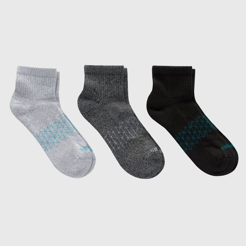 slide 6 of 6, Hanes Men's 3pk Absolute Active Cushioned Ankle Socks - Gray/Black 6-12: Arch Support, 3 ct