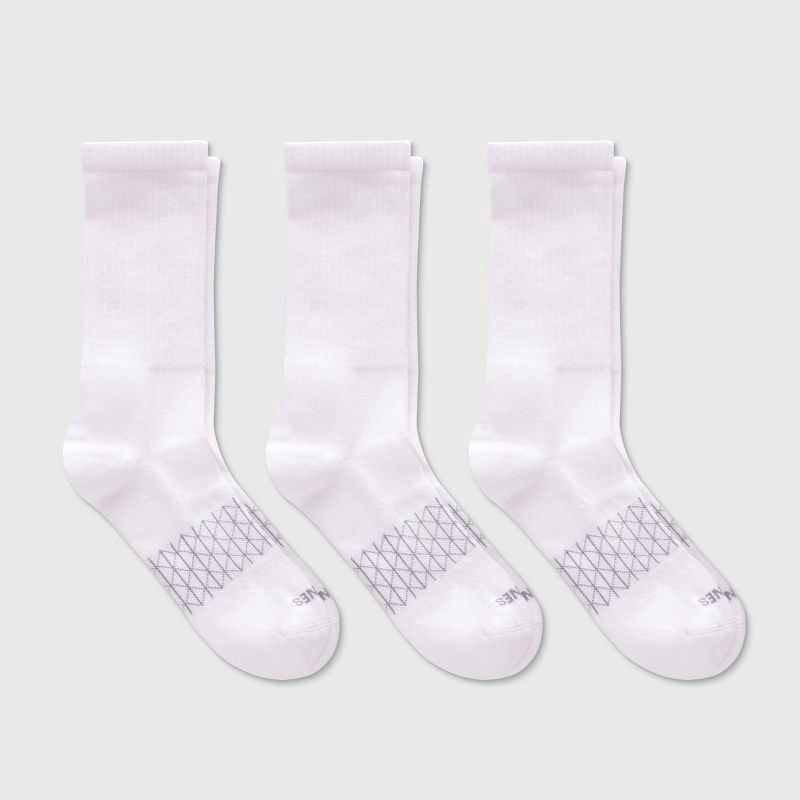 slide 6 of 6, Hanes Men's 3pk Absolute Active Cushioned Crew Socks - White 6-12: Cotton Blend, Arch Support, Seamless Toe, Breathable Mesh, 3 ct