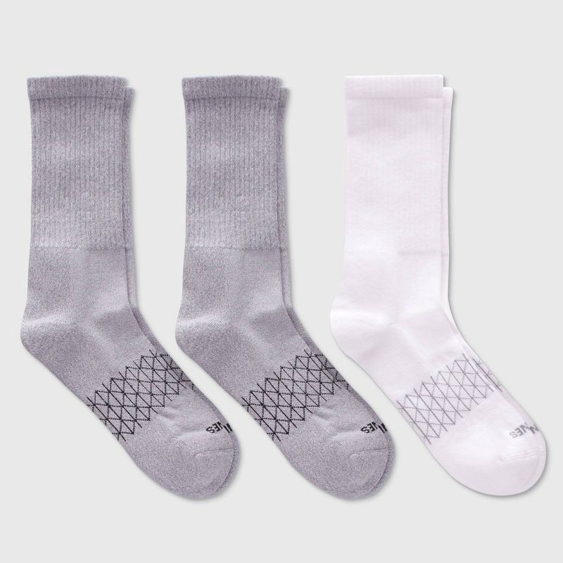 slide 6 of 6, Hanes Men's 3pk Absolute Active Cushioned Crew Socks - White/Gray 6-12: Arch Support, 3 ct