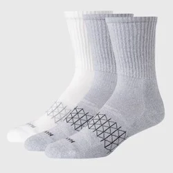 Hanes Men's 3pk Absolute Active Cushioned Crew Socks - White/Gray 6-12: Arch Support