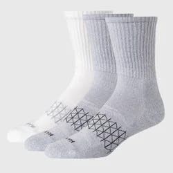 Hanes Men's 3pk Absolute Active Cushioned Crew Socks - White/Gray 6-12: Arch Support