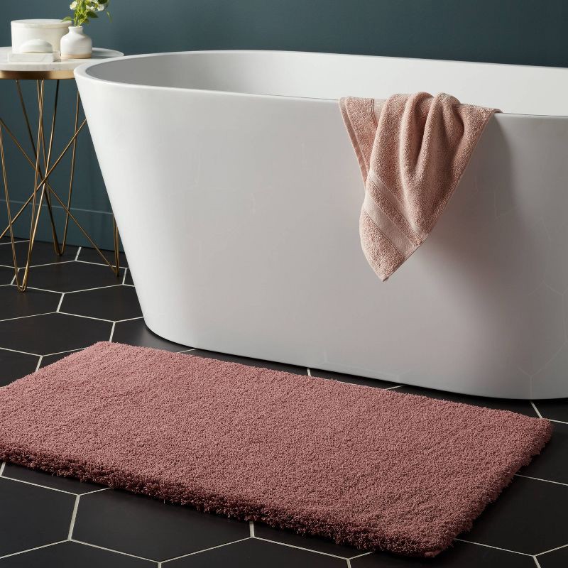 slide 2 of 4, 24"x40" Spa Plush Bath Rug Dark Mauve - Threshold™, 1 ct