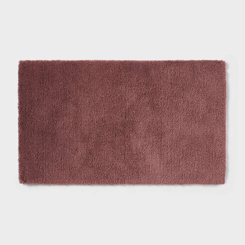 slide 1 of 4, 24"x40" Spa Plush Bath Rug Dark Mauve - Threshold™, 1 ct
