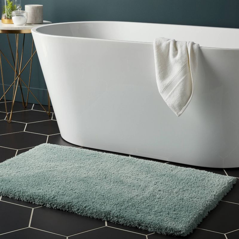 slide 2 of 4, 24"x40" Spa Plush Bath Rug Sage Green - Threshold™, 1 ct