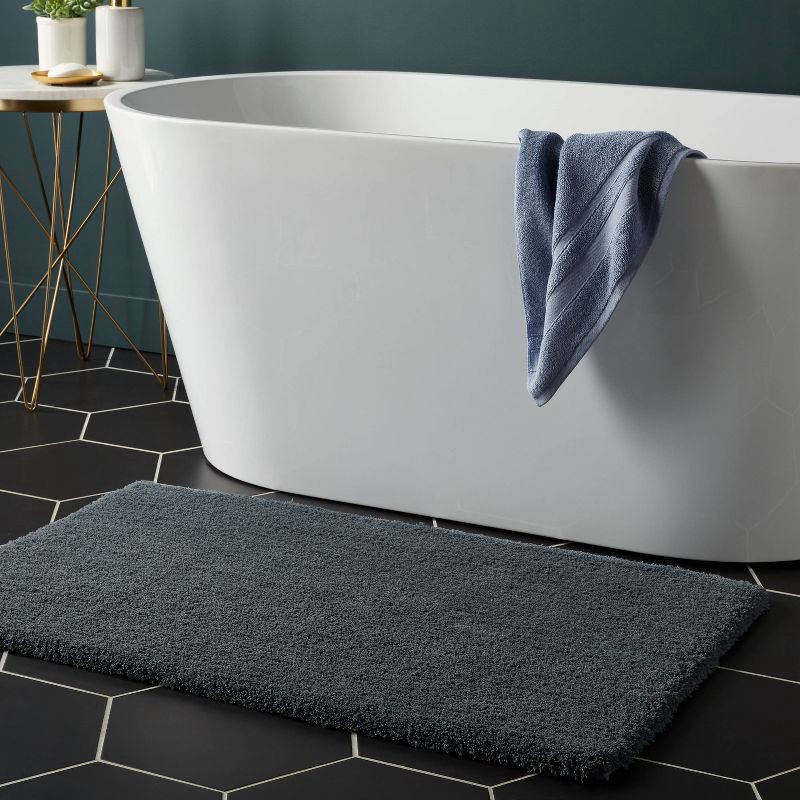 slide 2 of 4, 24"x40" Spa Plush Bath Rug Slate Blue - Threshold™, 1 ct