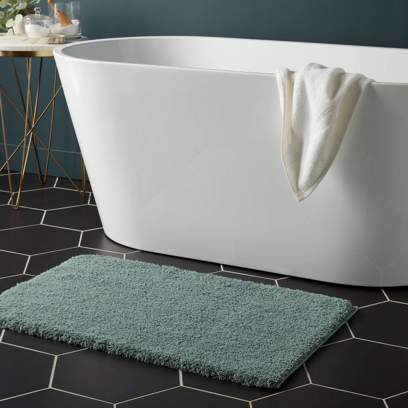 slide 2 of 4, 21"x34" Spa Plush Bath Rug Sage Green - Threshold™, 1 ct