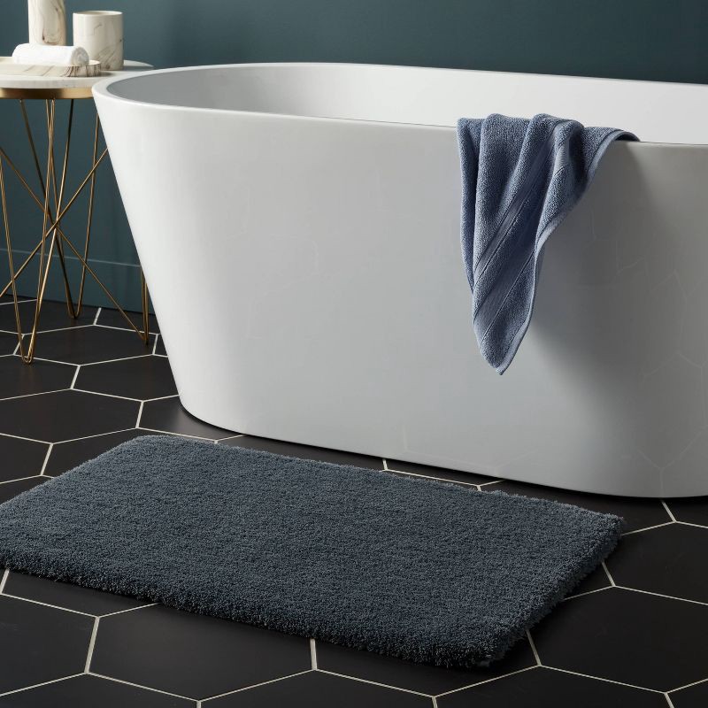 slide 2 of 4, 21"x34" Spa Plush Bath Rug Slate Blue - Threshold™, 1 ct