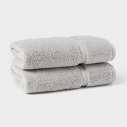2pk Spa Plush Hand Towel Set Light Gray - Threshold™