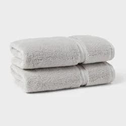 2pk Spa Plush Hand Towel Set Light Gray - Threshold™