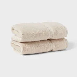 2pk Spa Plush Hand Towel Set Ivory - Threshold™