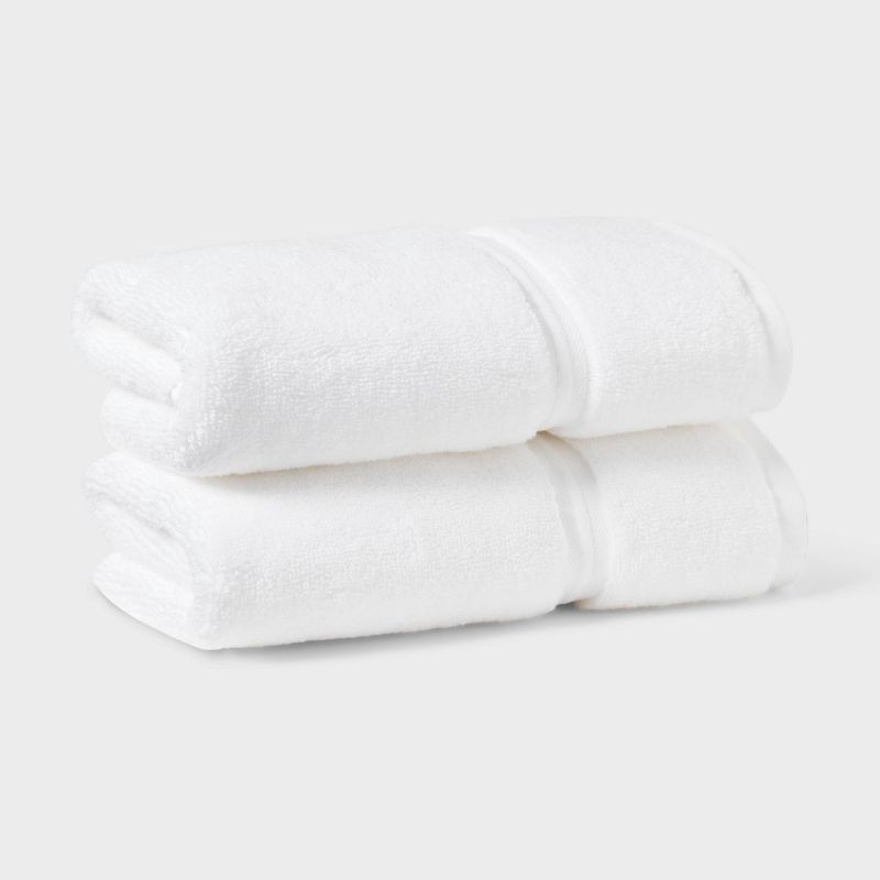 slide 1 of 5, 2pk Spa Plush Hand Towel Set White - Threshold™, 2 ct