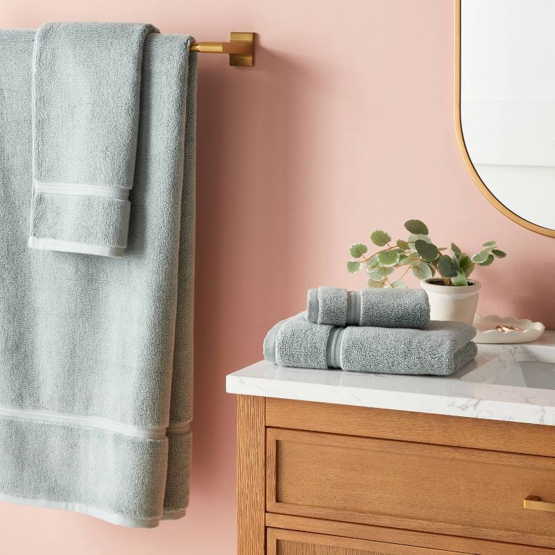 slide 2 of 5, 2pk Spa Plush Hand Towel Set Sage Green - Threshold™, 2 ct