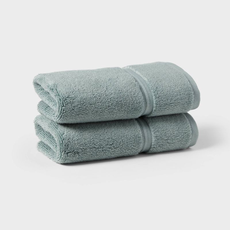slide 1 of 5, 2pk Spa Plush Hand Towel Set Sage Green - Threshold™, 2 ct