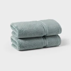 2pk Spa Plush Hand Towel Set Sage Green - Threshold™