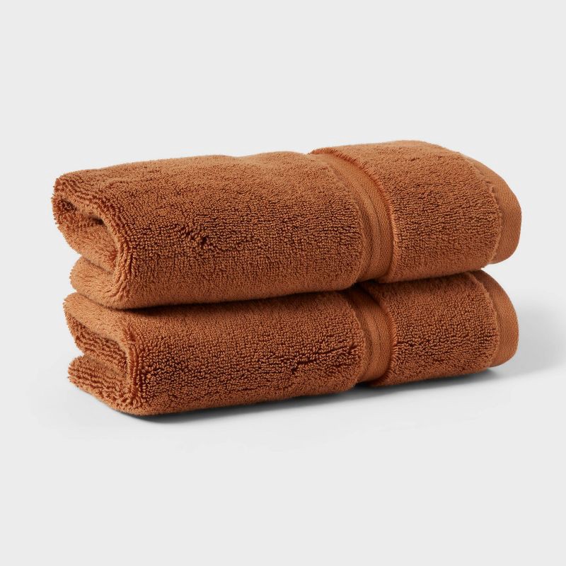 slide 1 of 5, 2pk Spa Plush Hand Towel Set Caramel - Threshold™, 2 ct