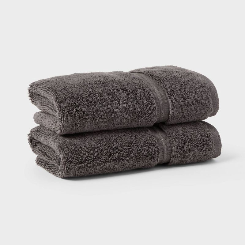 slide 1 of 5, 2pk Spa Plush Hand Towel Set Dark Gray - Threshold™, 2 ct