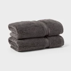 2pk Spa Plush Hand Towel Set Dark Gray - Threshold™