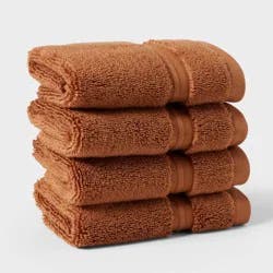 4pk Spa Plush Washcloth Set Caramel - Threshold™