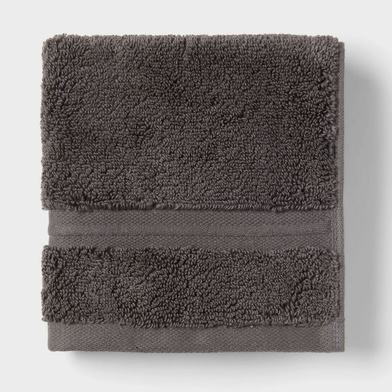 slide 3 of 5, 4pk Spa Plush Washcloth Set Dark Gray - Threshold™, 4 ct