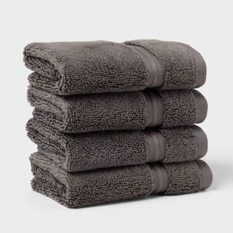 slide 1 of 5, 4pk Spa Plush Washcloth Set Dark Gray - Threshold™, 4 ct