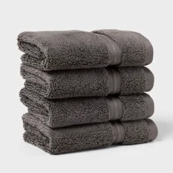 4pk Spa Plush Washcloth Set Dark Gray - Threshold™