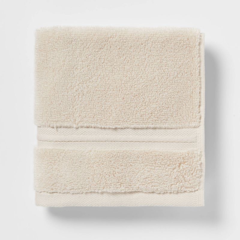 slide 3 of 5, 4pk Spa Plush Washcloth Set Ivory - Threshold™, 4 ct