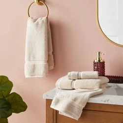 4pk Spa Plush Washcloth Set Ivory - Threshold™