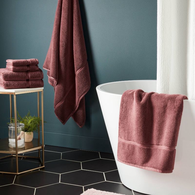 slide 2 of 5, 4pk Spa Plush Washcloth Set Dark Mauve - Threshold™, 4 ct