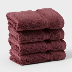 4pk Spa Plush Washcloth Set Dark Mauve - Threshold™