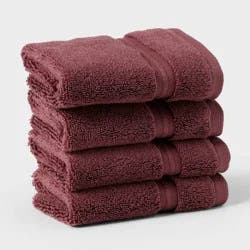 4pk Spa Plush Washcloth Set Dark Mauve - Threshold™