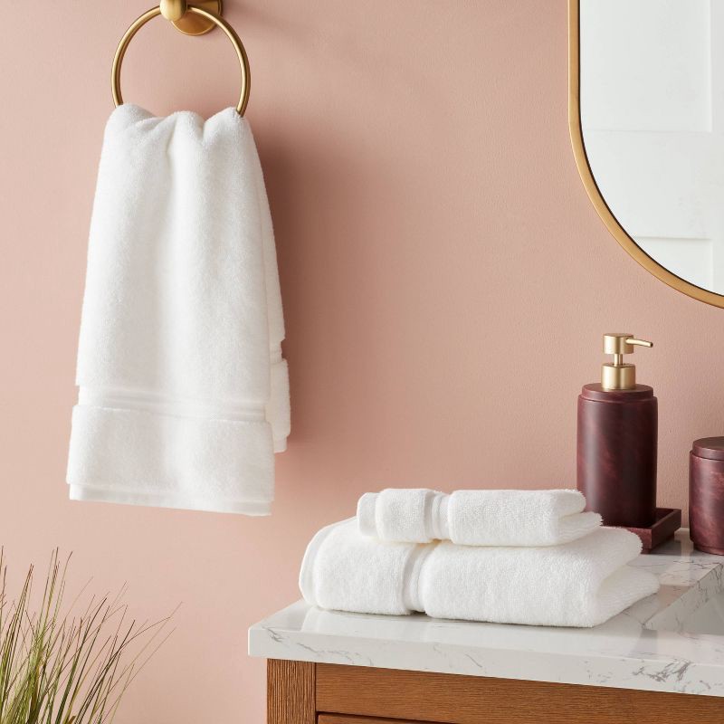 slide 2 of 5, 4pk Spa Plush Washcloth Set White - Threshold™, 4 ct