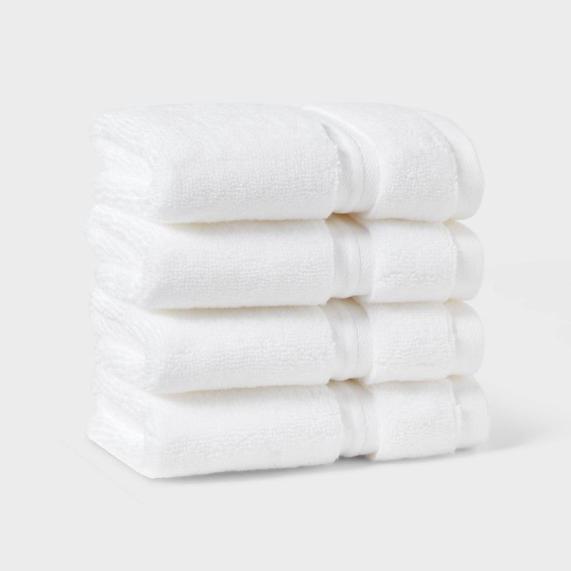 slide 1 of 5, 4pk Spa Plush Washcloth Set White - Threshold™, 4 ct