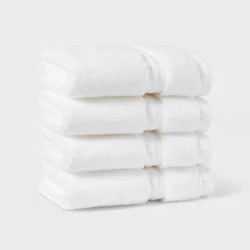4pk Spa Plush Washcloth Set White - Threshold™