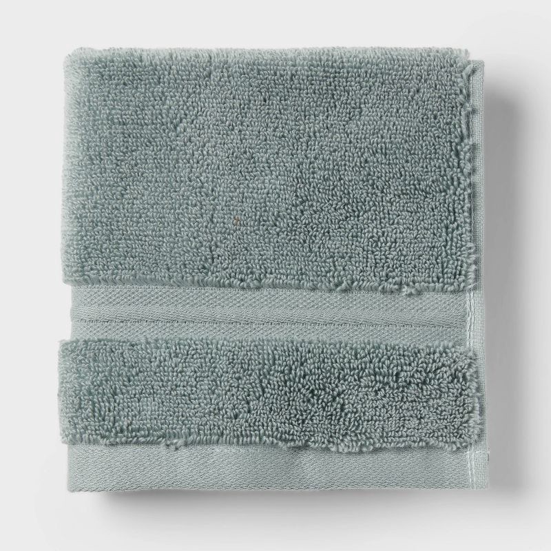 slide 3 of 5, 4pk Spa Plush Washcloth Set Sage Green - Threshold™, 4 ct