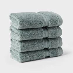4pk Spa Plush Washcloth Set Sage Green - Threshold™
