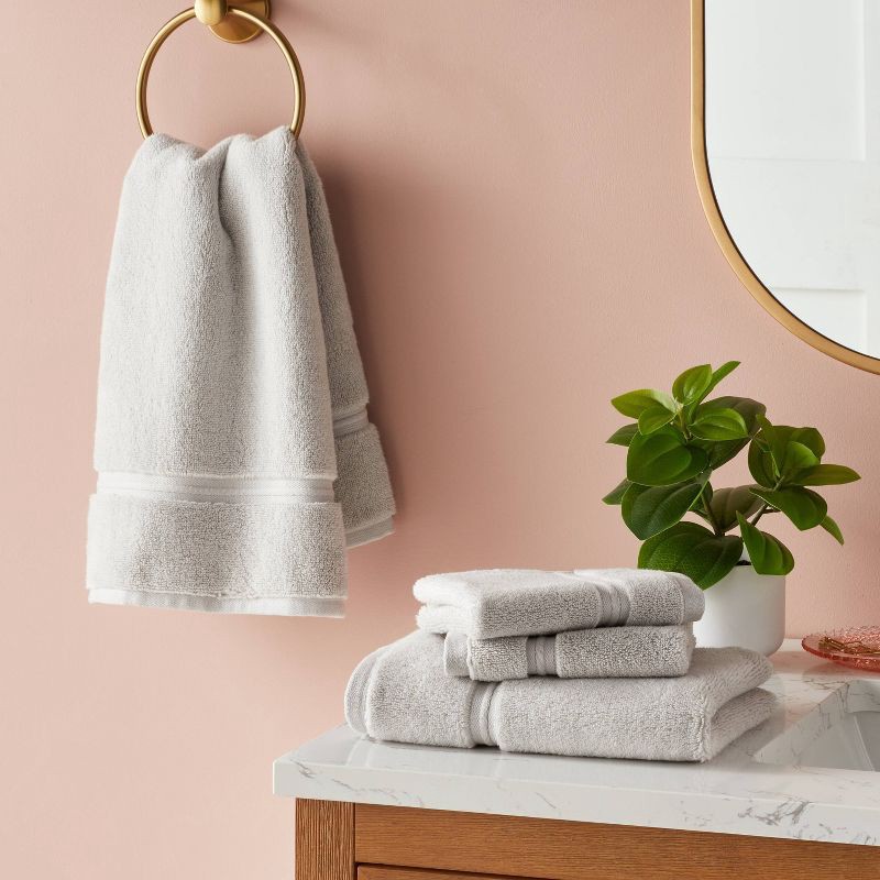 slide 2 of 5, 4pk Spa Plush Washcloth Set Light Gray - Threshold™, 4 ct