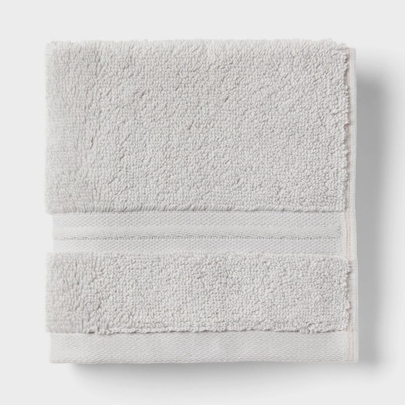 slide 3 of 5, 4pk Spa Plush Washcloth Set Light Gray - Threshold™, 4 ct