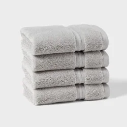 4pk Spa Plush Washcloth Set Light Gray - Threshold™