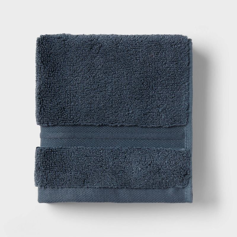 slide 3 of 5, 4pk Spa Plush Washcloth Set Slate Blue - Threshold™, 4 ct