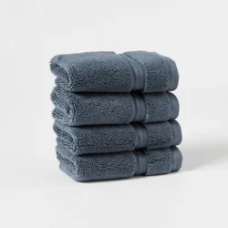 4pk Spa Plush Washcloth Set Slate Blue - Threshold™