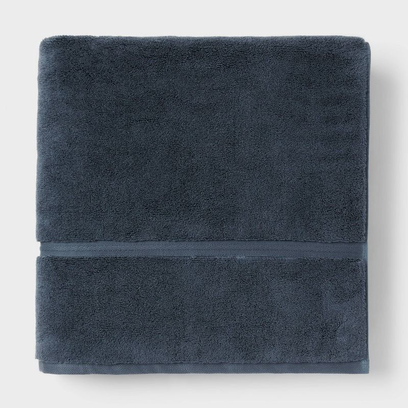 slide 1 of 5, Oversized Spa Plush Bath Towel Slate Blue - Threshold™, 1 ct