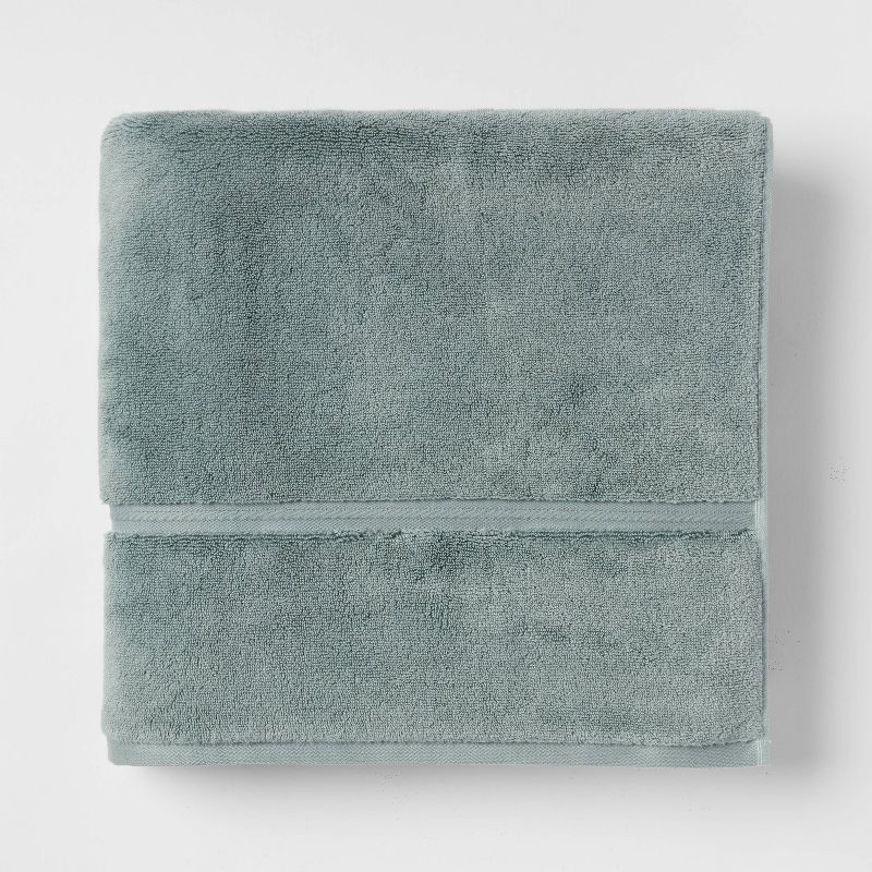 slide 1 of 5, Oversized Spa Plush Bath Towel Sage Green - Threshold™, 1 ct