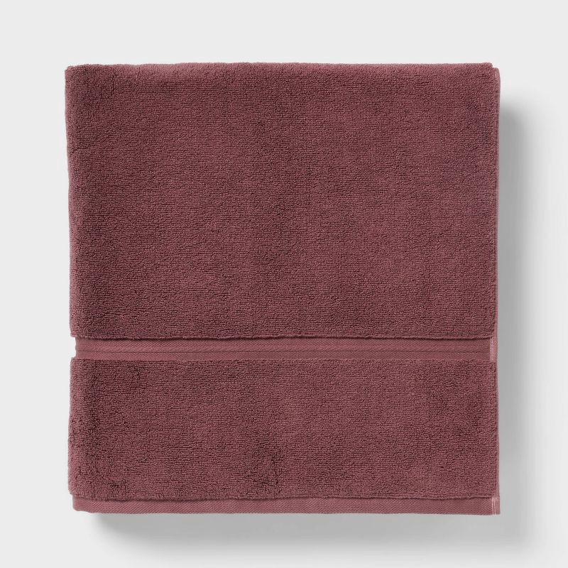 slide 1 of 5, Oversized Spa Plush Bath Towel Dark Mauve - Threshold™, 1 ct