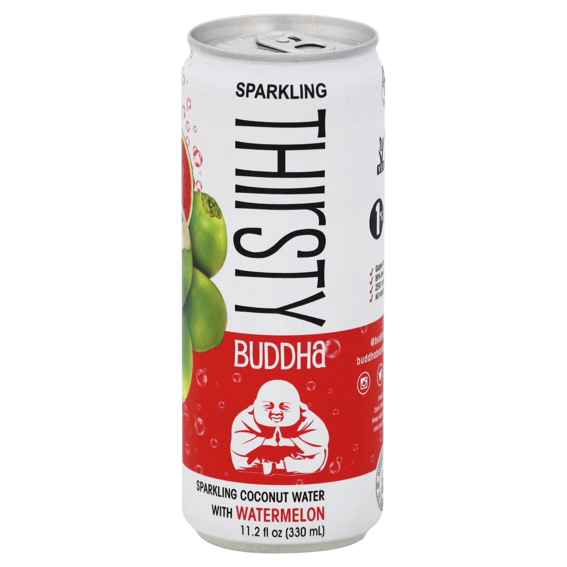 slide 1 of 1, Thirsty Buddha Sparkling Coconut Water with Watermelon, 11.2 oz