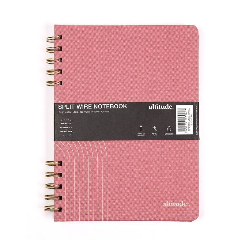 slide 3 of 9, Altitude 6.25"x8.5" 160 Pages Ruled Journal Split Twin Wire Mauve Pink Arch, 1 ct